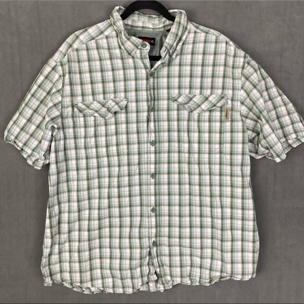 Wolverine Men's XL Button Down 100% Cotton Short Sleeve Plaid Vented Shirt